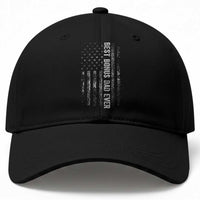 Funny Best Bonus Dad Ever Baseball Cap Fathers Day American Flag