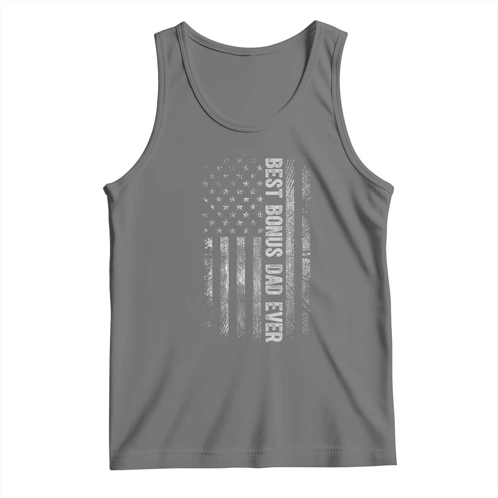 Funny Best Bonus Dad Ever Tank Top Fathers Day American Flag