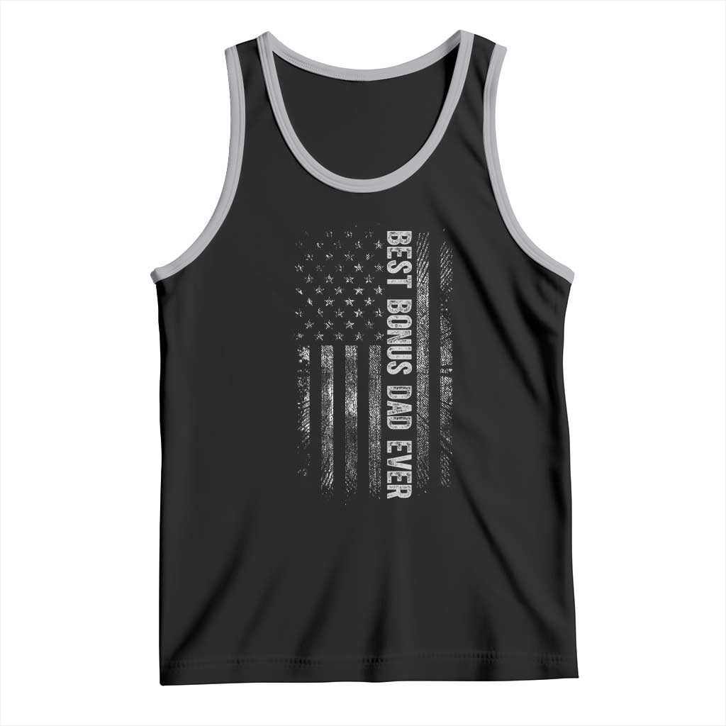 Funny Best Bonus Dad Ever Tank Top Fathers Day American Flag