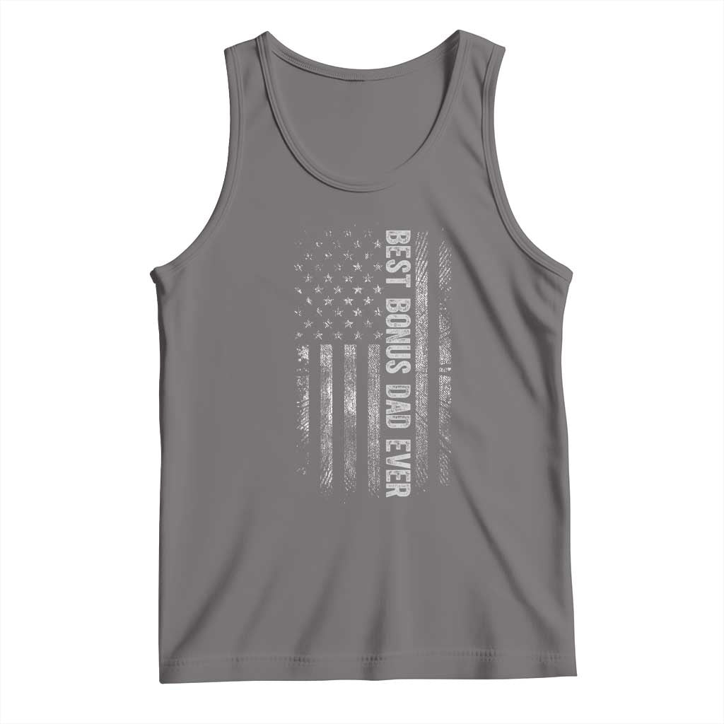 Funny Best Bonus Dad Ever Tank Top Fathers Day American Flag