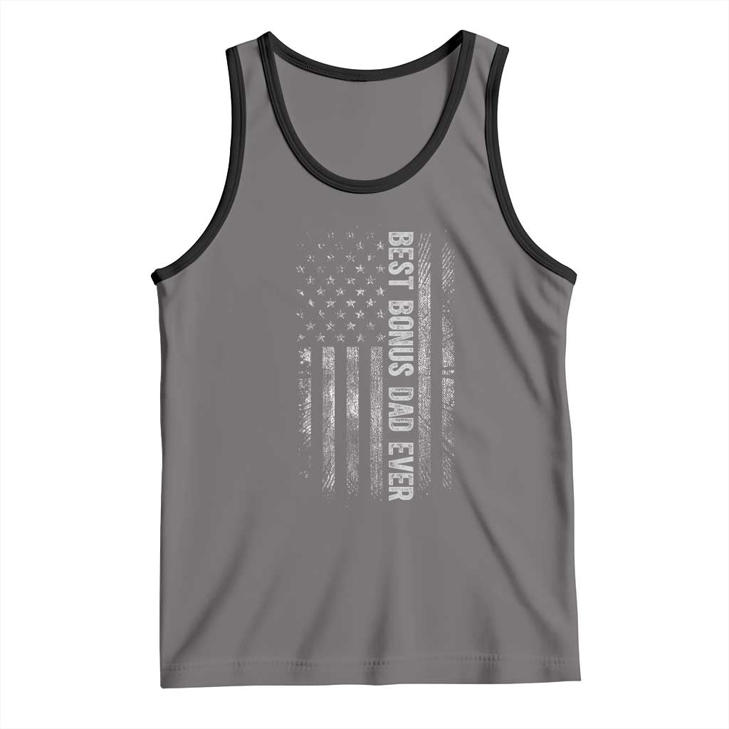 Funny Best Bonus Dad Ever Tank Top Fathers Day American Flag