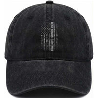 Funny Best Bonus Dad Ever Washed Cotton Baseball Cap Fathers Day American Flag