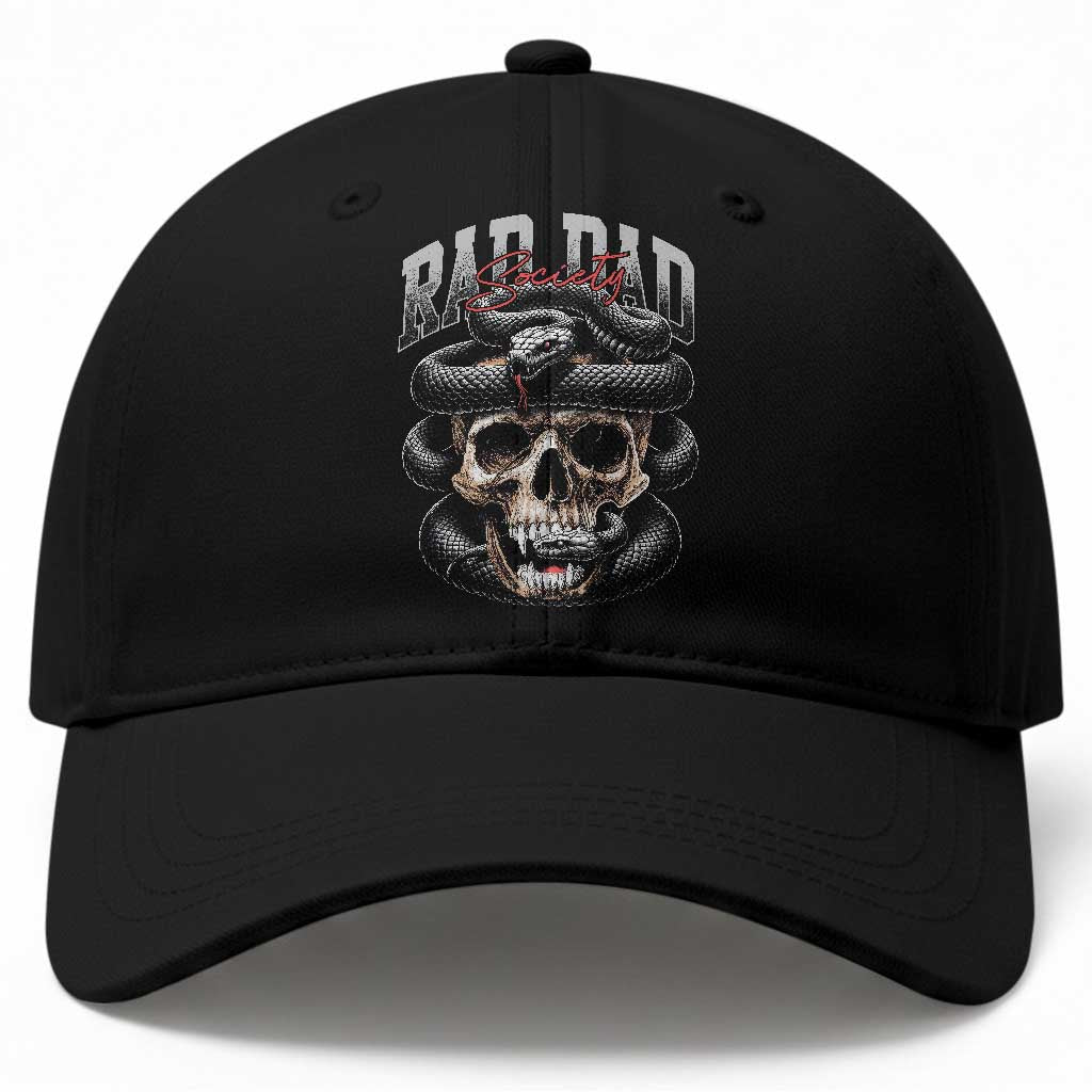 Funny Rad Dad Society Baseball Cap Dad Life Skull Snake Fathers Day