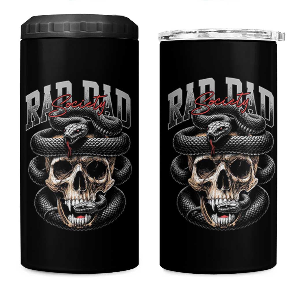 Funny Rad Dad Society 4 in 1 Can Cooler Tumbler Dad Life Skull Snake Fathers Day