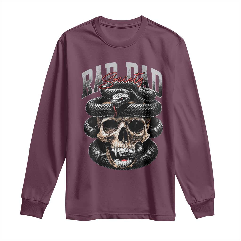 Funny Rad Dad Society Long Sleeve Shirt Dad Life Skull Snake Fathers Day