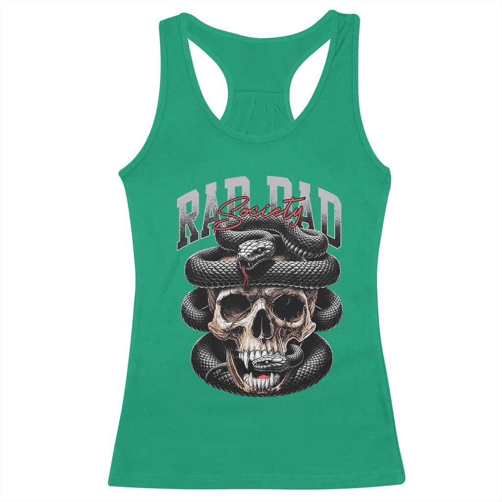 Funny Rad Dad Society Racerback Tank Top Dad Life Skull Snake Fathers Day