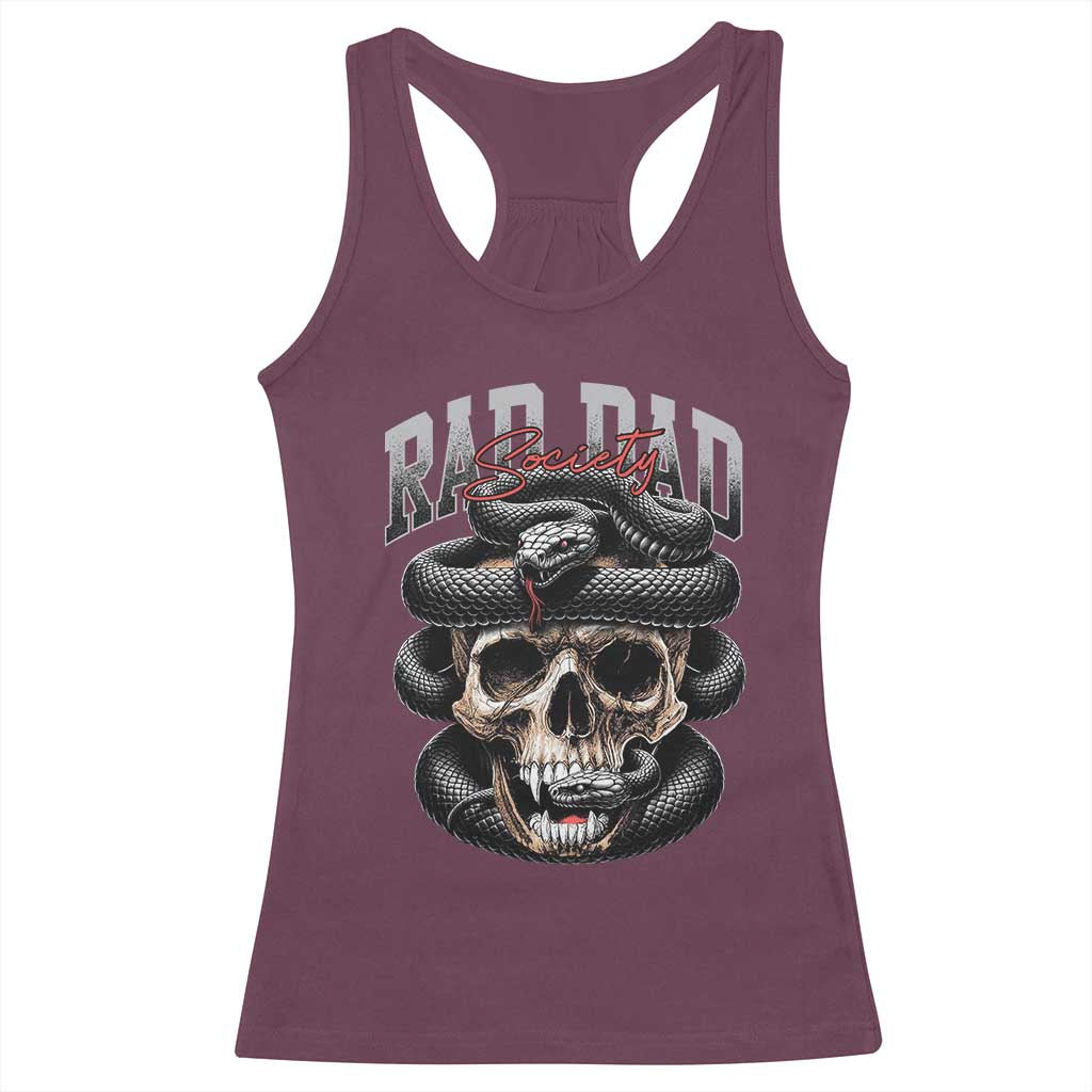 Funny Rad Dad Society Racerback Tank Top Dad Life Skull Snake Fathers Day