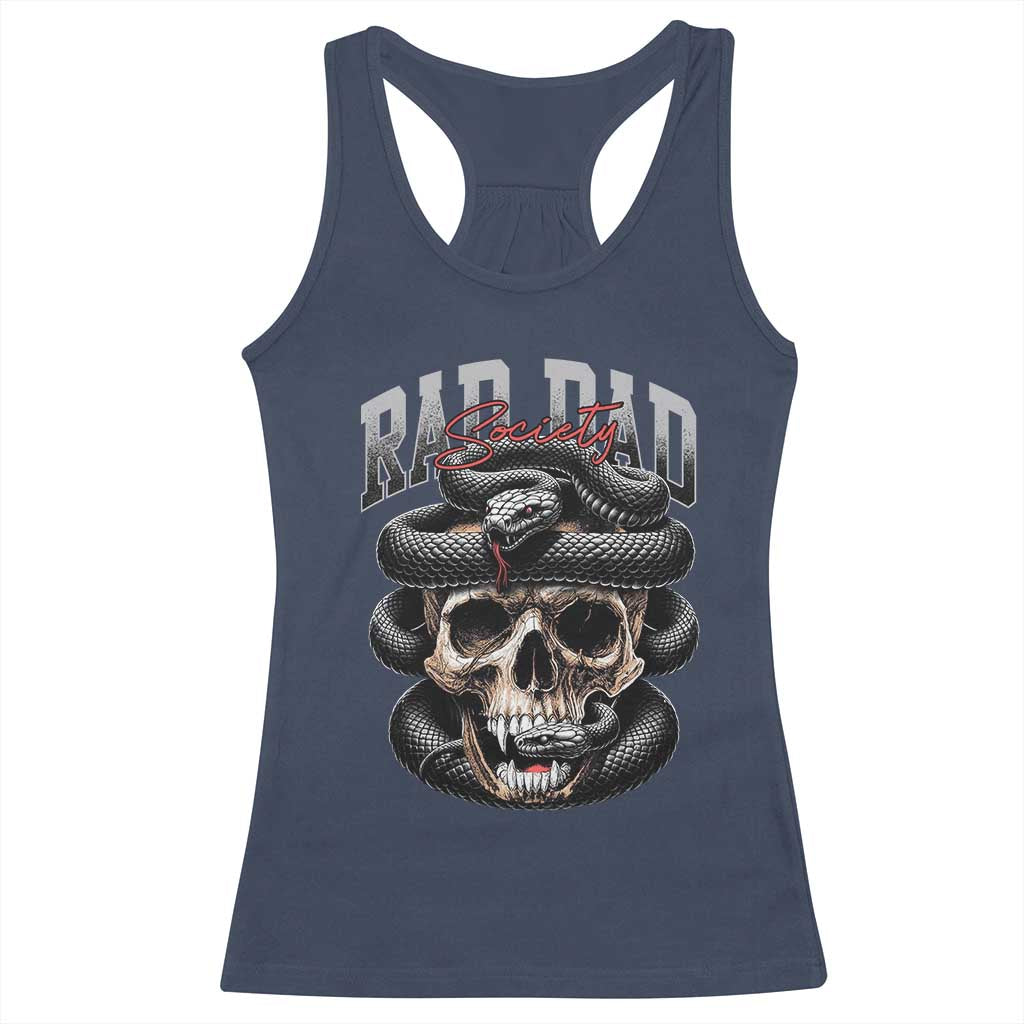 Funny Rad Dad Society Racerback Tank Top Dad Life Skull Snake Fathers Day