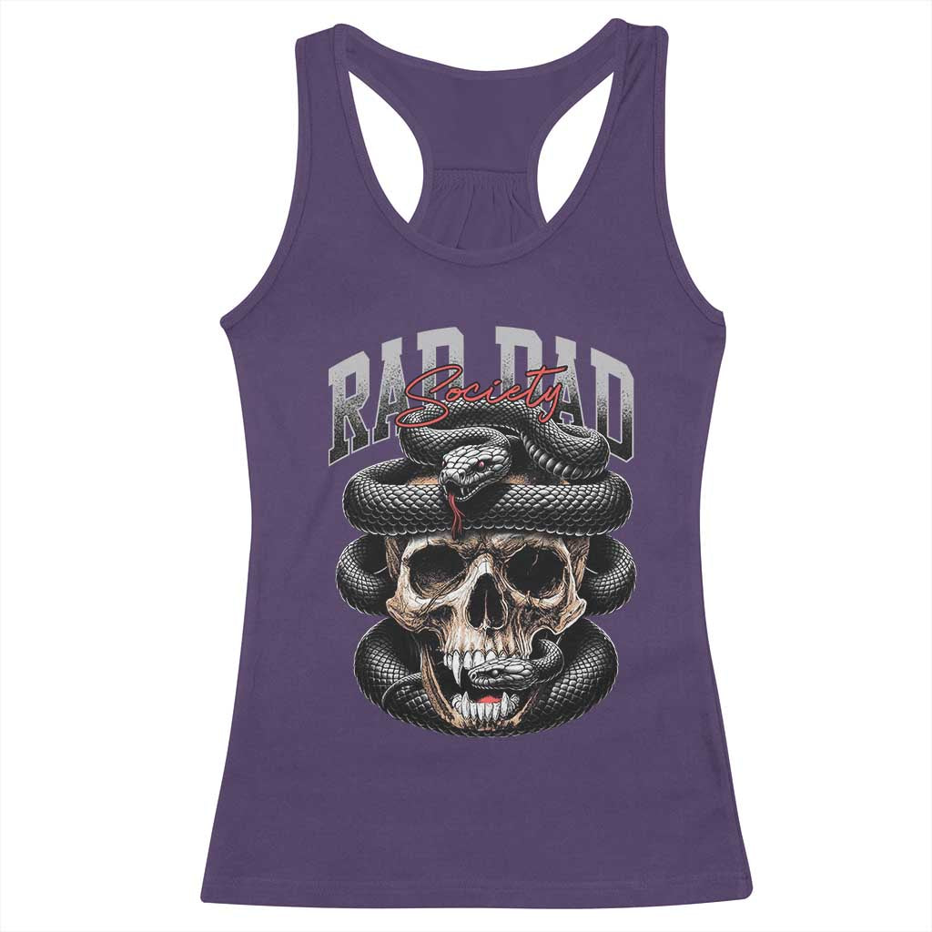 Funny Rad Dad Society Racerback Tank Top Dad Life Skull Snake Fathers Day