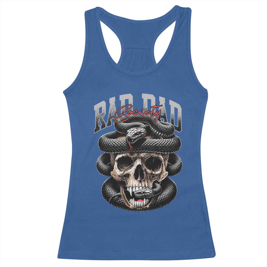Funny Rad Dad Society Racerback Tank Top Dad Life Skull Snake Fathers Day