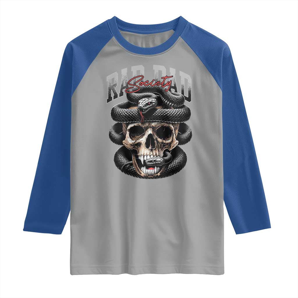 Funny Rad Dad Society Raglan Shirt Dad Life Skull Snake Fathers Day