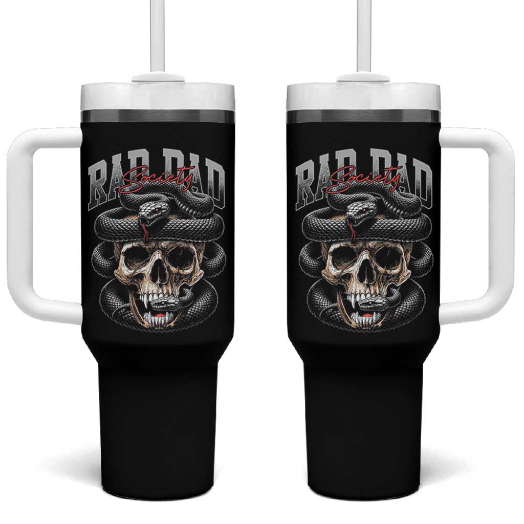 Funny Rad Dad Society Tumbler With Handle Dad Life Skull Snake Fathers Day