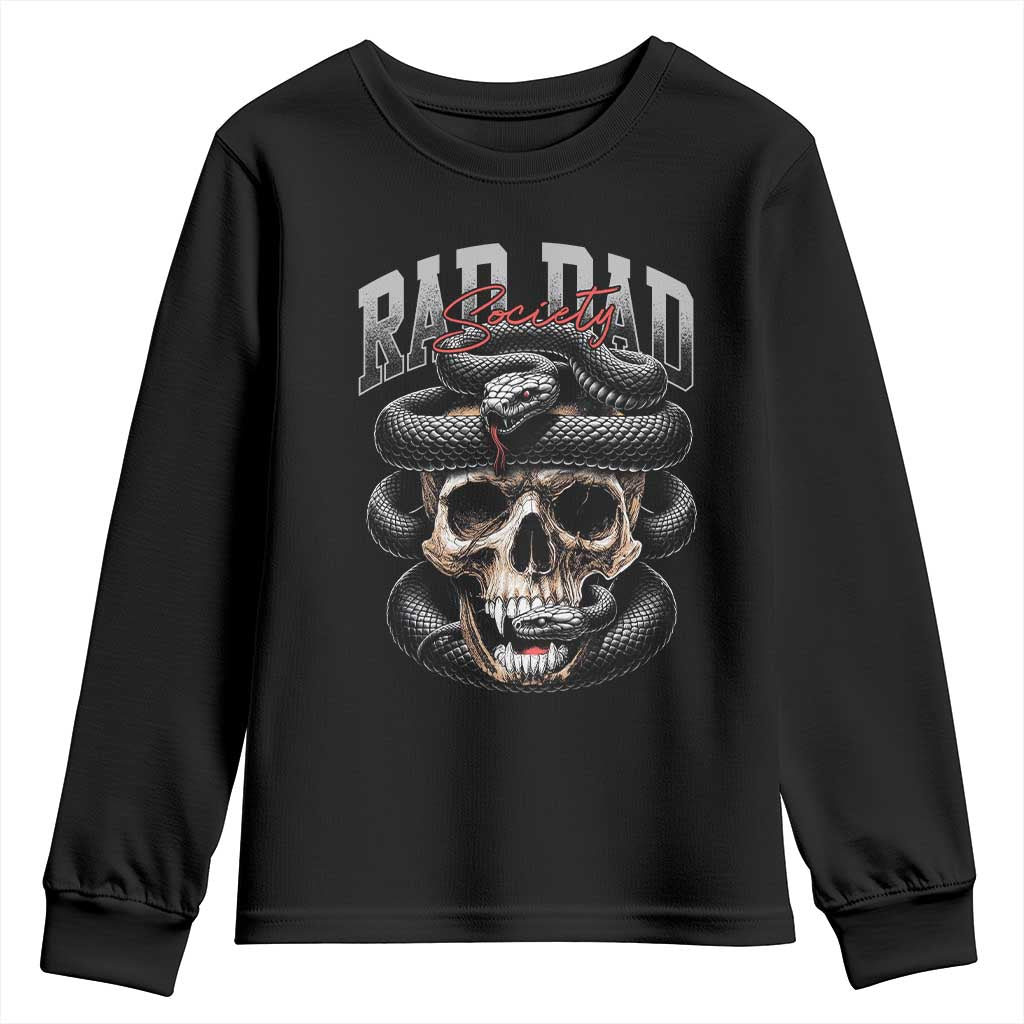 Funny Rad Dad Society Youth Sweatshirt Dad Life Skull Snake Fathers Day