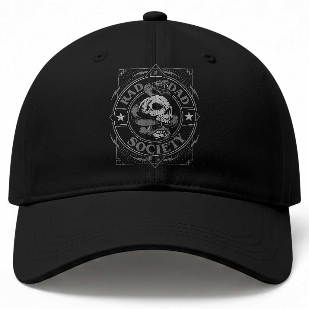 Funny Rad Dad Society Baseball Cap Vintage Skull Snake Fathers Day