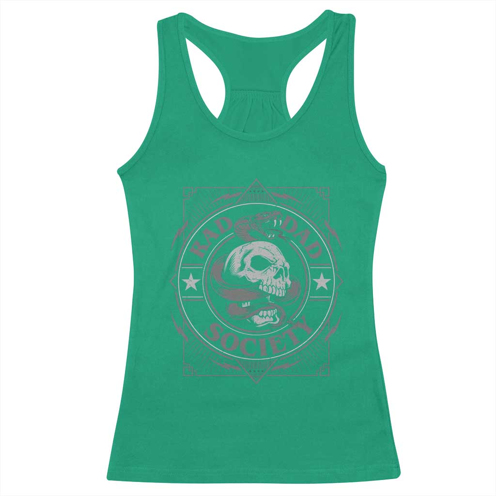 Funny Rad Dad Society Racerback Tank Top Vintage Skull Snake Fathers Day