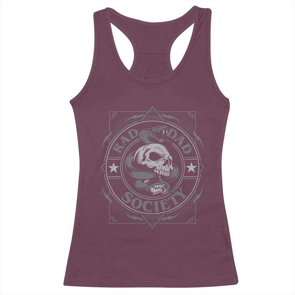 Funny Rad Dad Society Racerback Tank Top Vintage Skull Snake Fathers Day