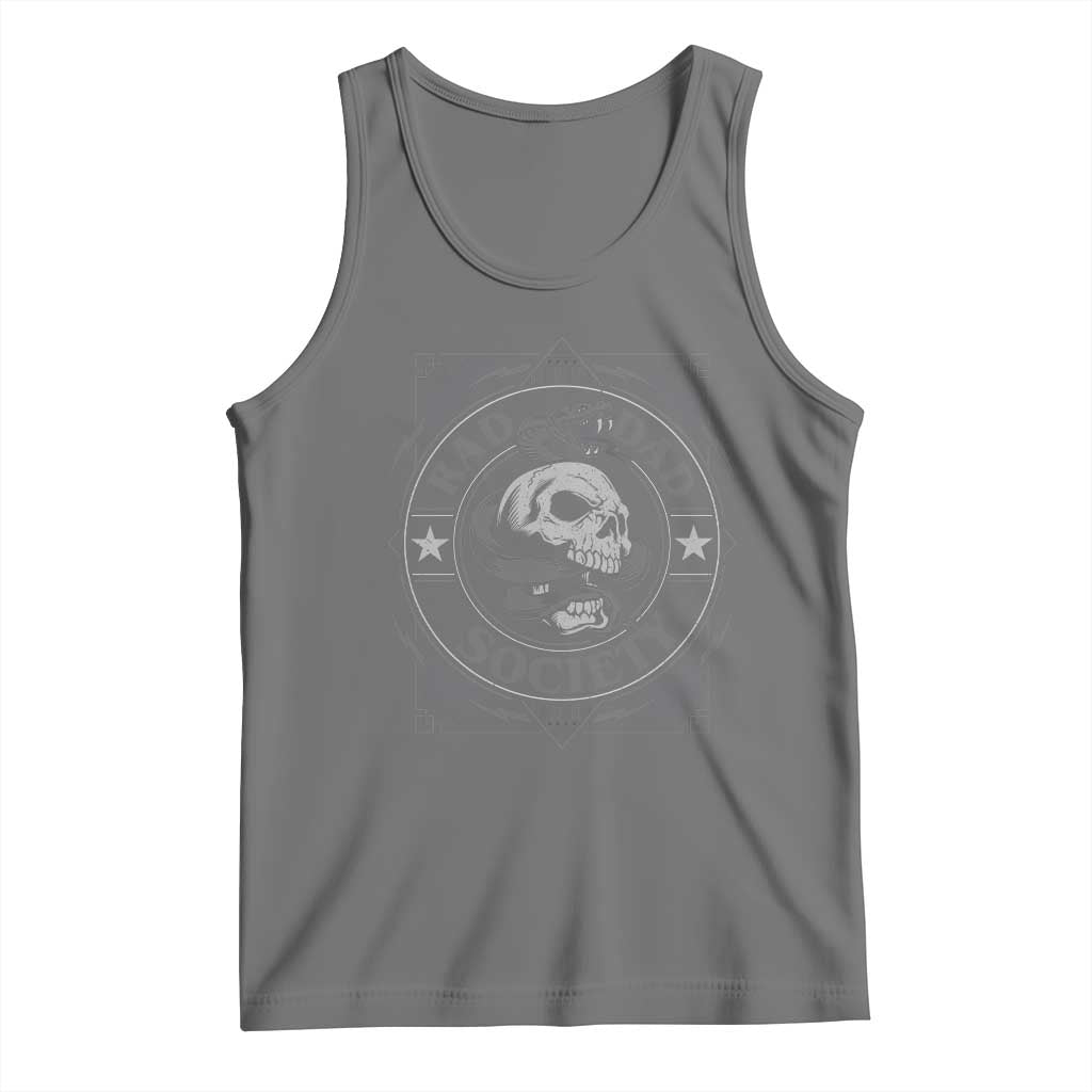 Funny Rad Dad Society Tank Top Vintage Skull Snake Fathers Day