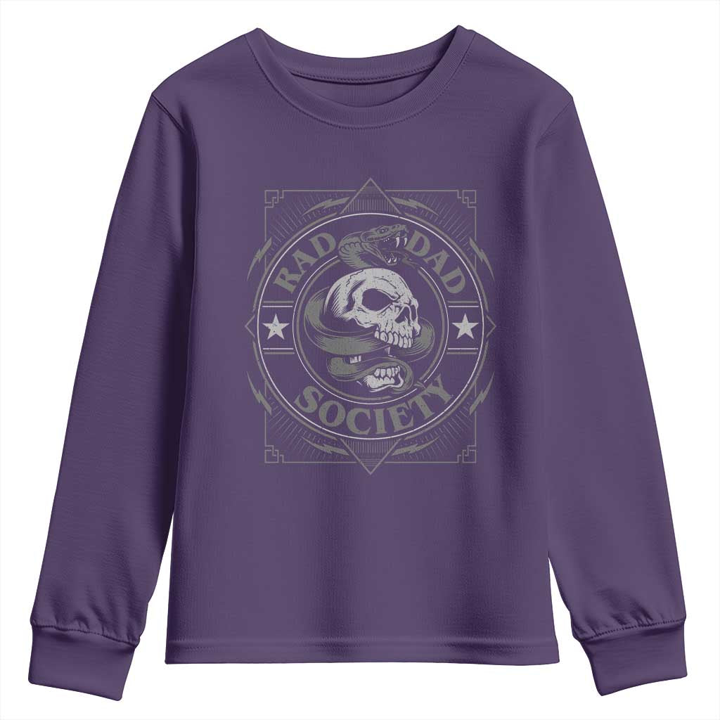 Funny Rad Dad Society Youth Sweatshirt Vintage Skull Snake Fathers Day