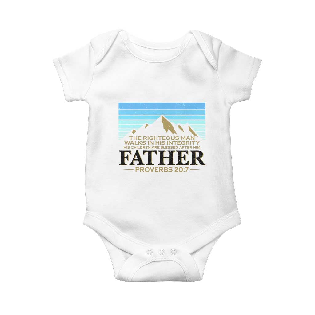 Funny Christian Father Baby Onesie The Righteous Man Walks In His Integrity Fathers Day