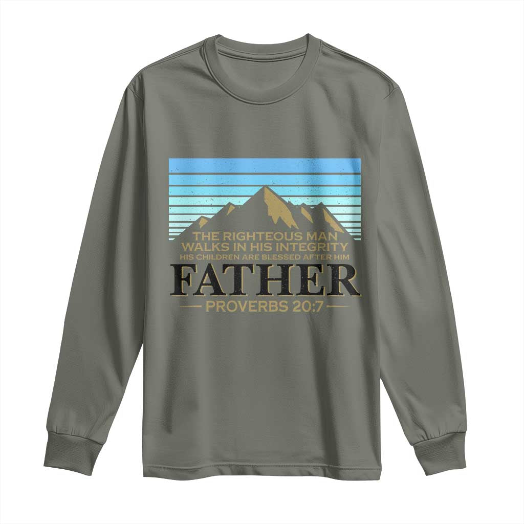Funny Christian Father Long Sleeve Shirt The Righteous Man Walks In His Integrity Fathers Day