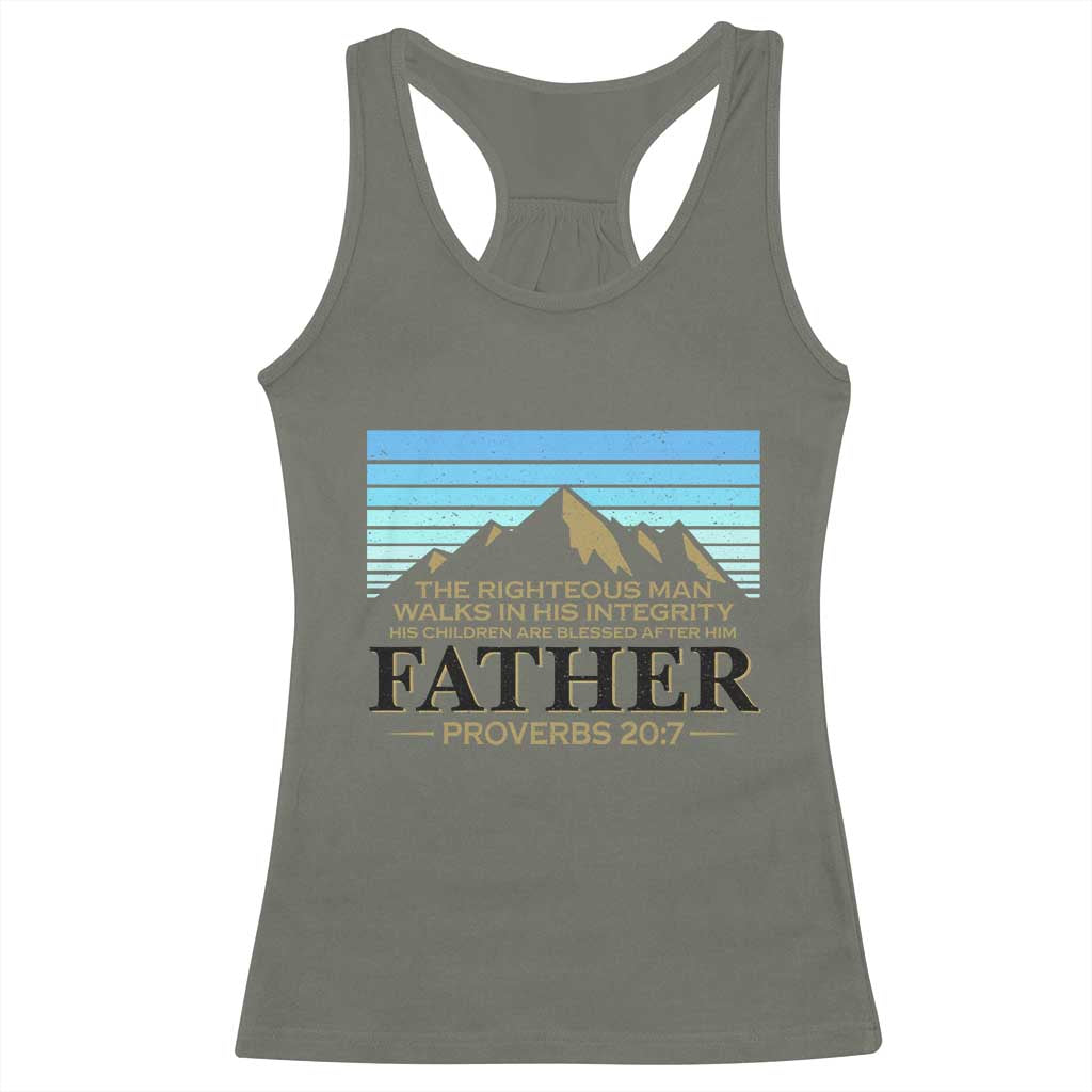 Funny Christian Father Racerback Tank Top The Righteous Man Walks In His Integrity Fathers Day