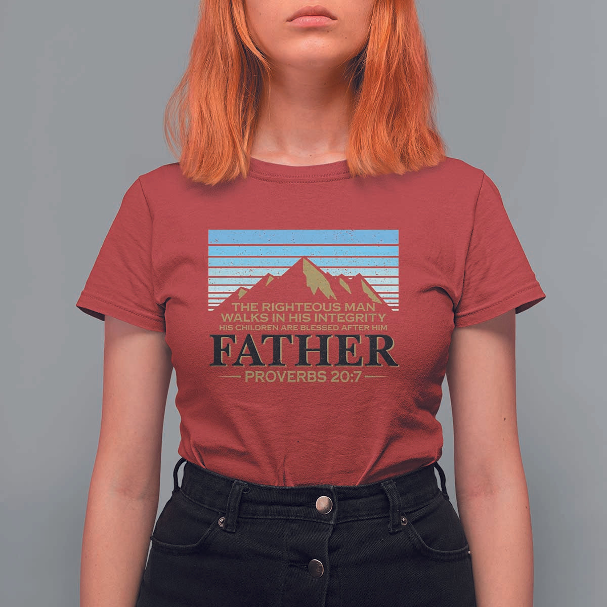 Funny Christian Father T Shirt For Women The Righteous Man Walks In His Integrity Fathers Day