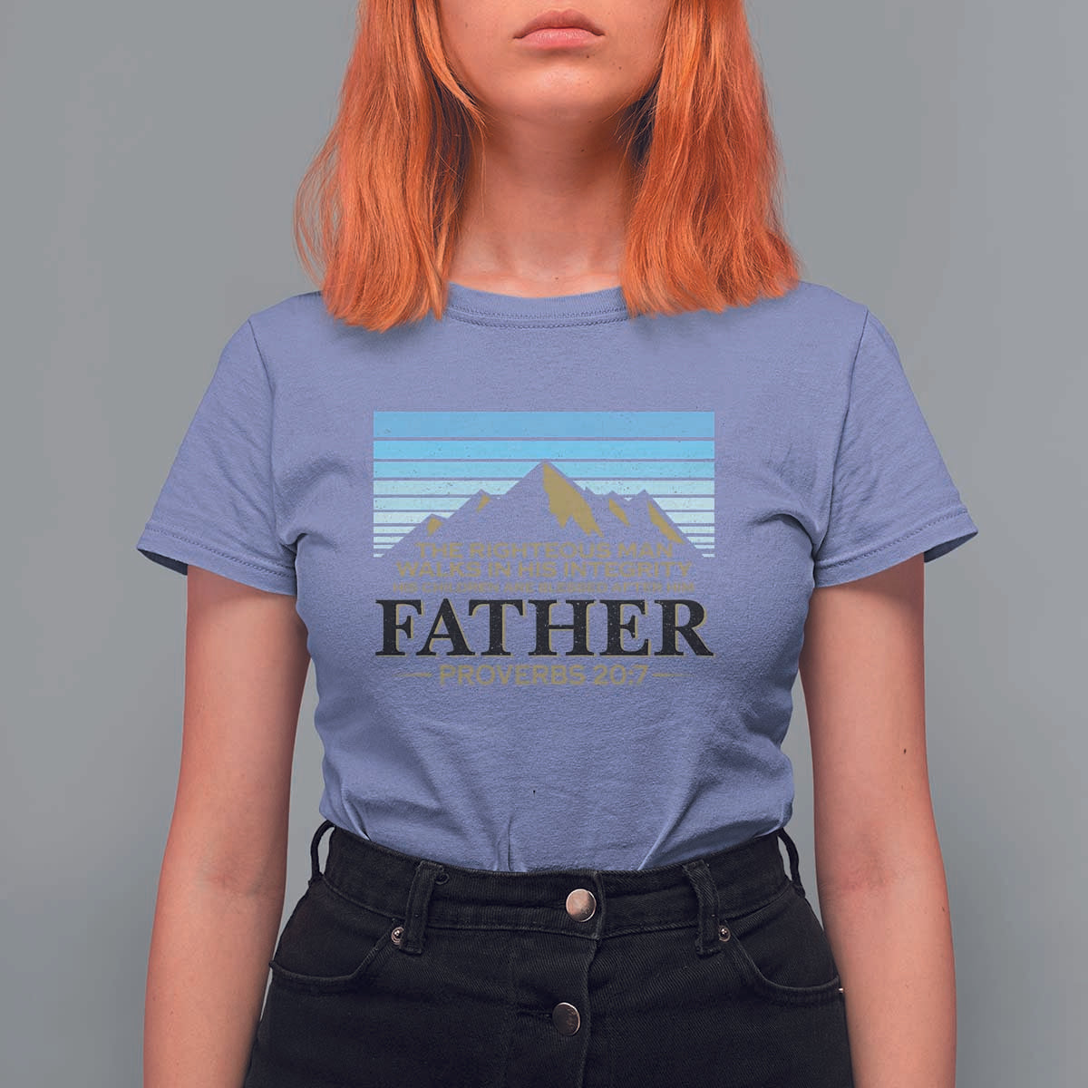 Funny Christian Father T Shirt For Women The Righteous Man Walks In His Integrity Fathers Day