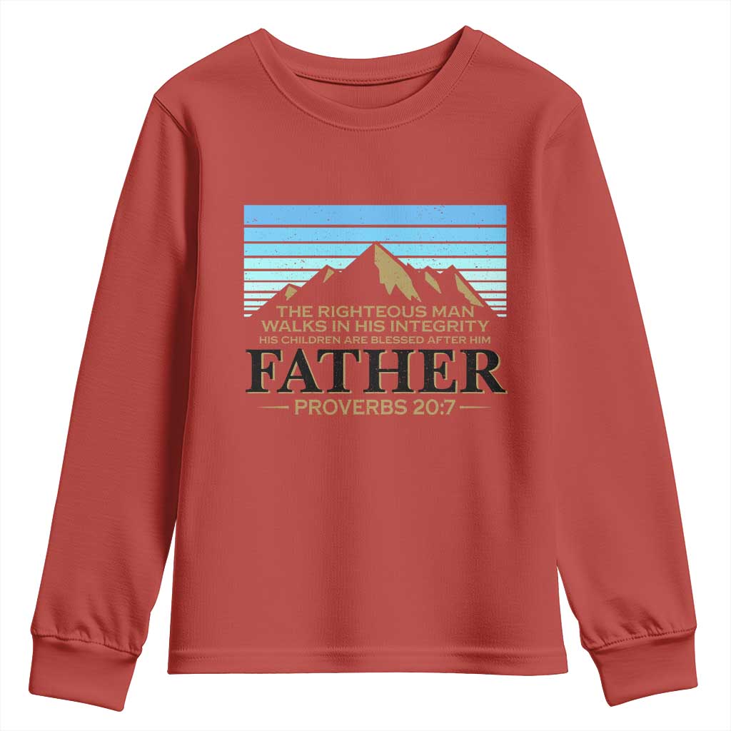Funny Christian Father Youth Sweatshirt The Righteous Man Walks In His Integrity Fathers Day