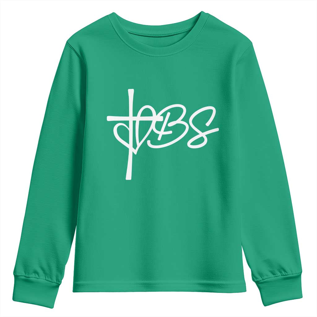Funny VBS Vacation Bible School Youth Sweatshirt Heart Cross - Wonder Print Shop