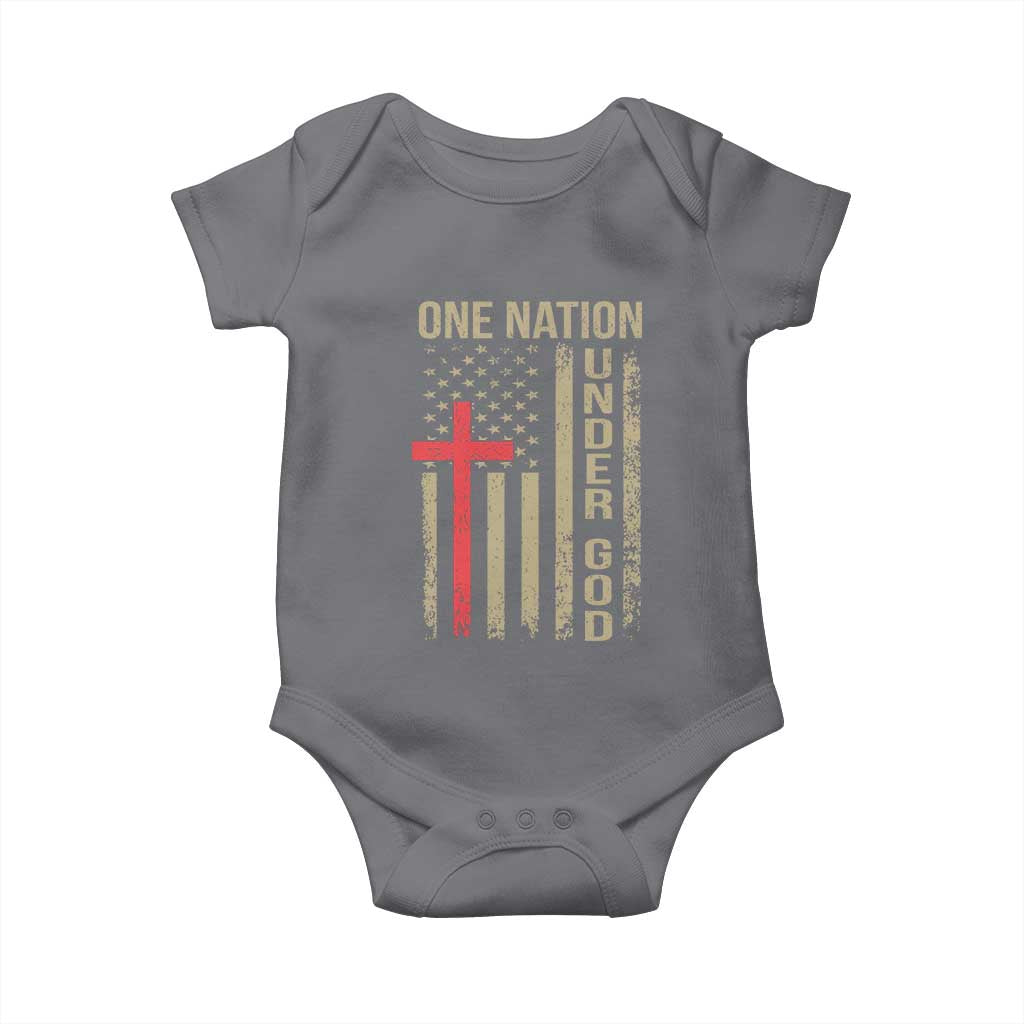 Funny One Nation Under God Baby Onesie 4th Of July Patriotic Christian American Flag - Wonder Print Shop