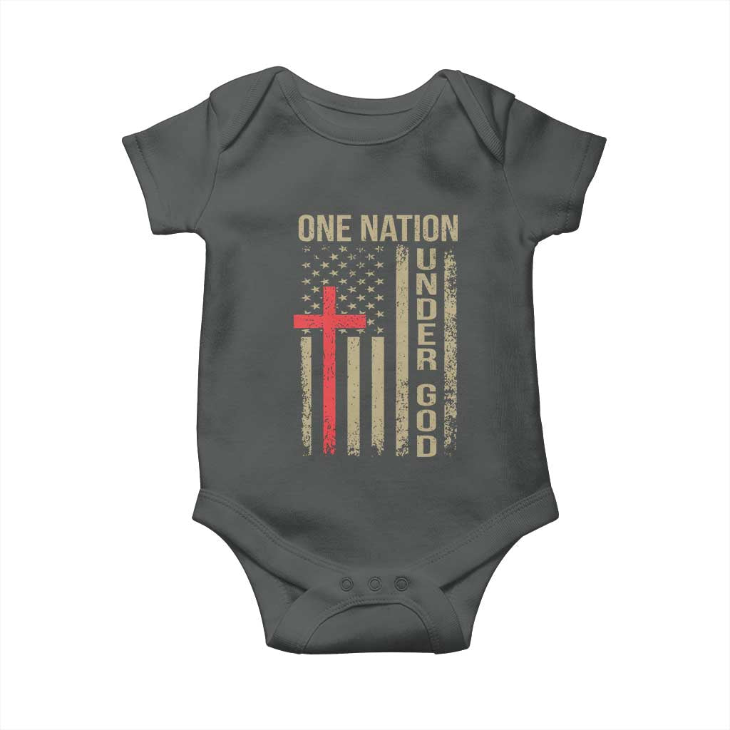 Funny One Nation Under God Baby Onesie 4th Of July Patriotic Christian American Flag - Wonder Print Shop