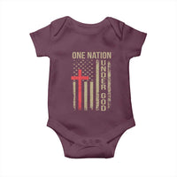 Funny One Nation Under God Baby Onesie 4th Of July Patriotic Christian American Flag - Wonder Print Shop