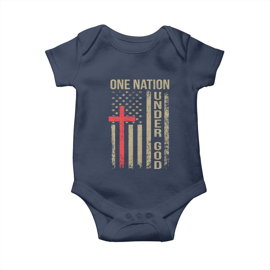 Funny One Nation Under God Baby Onesie 4th Of July Patriotic Christian American Flag - Wonder Print Shop