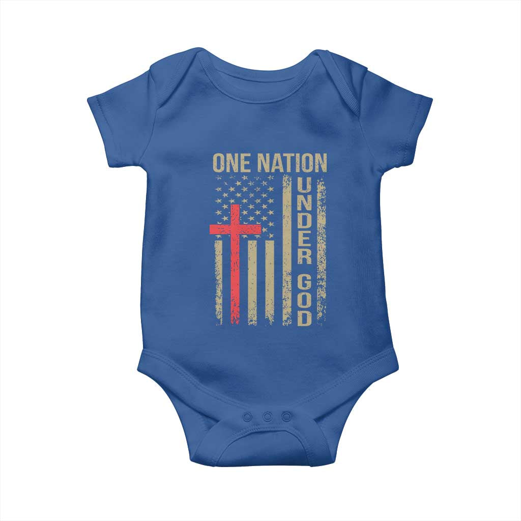 Funny One Nation Under God Baby Onesie 4th Of July Patriotic Christian American Flag - Wonder Print Shop