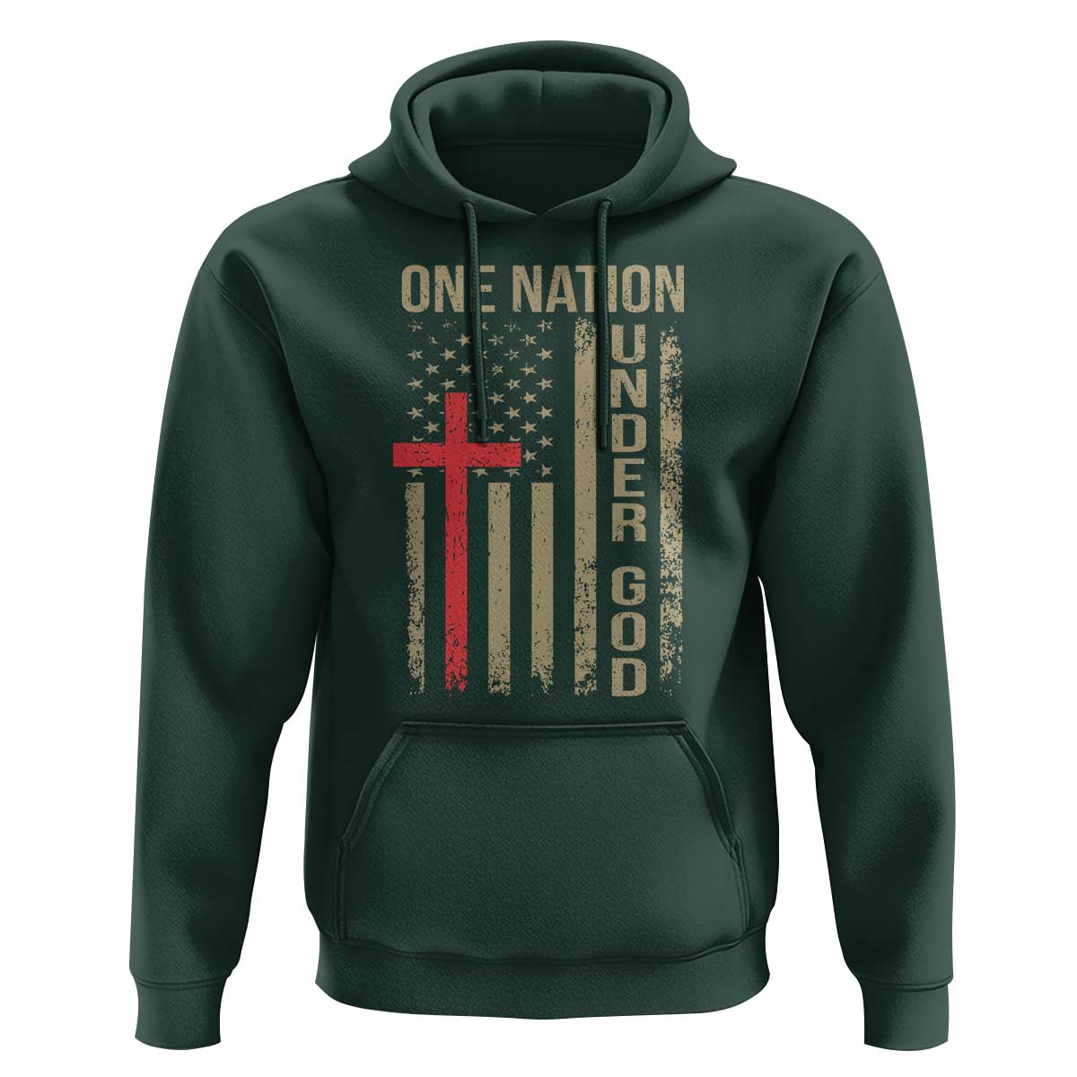 Funny One Nation Under God Hoodie 4th Of July Patriotic Christian American Flag - Wonder Print Shop