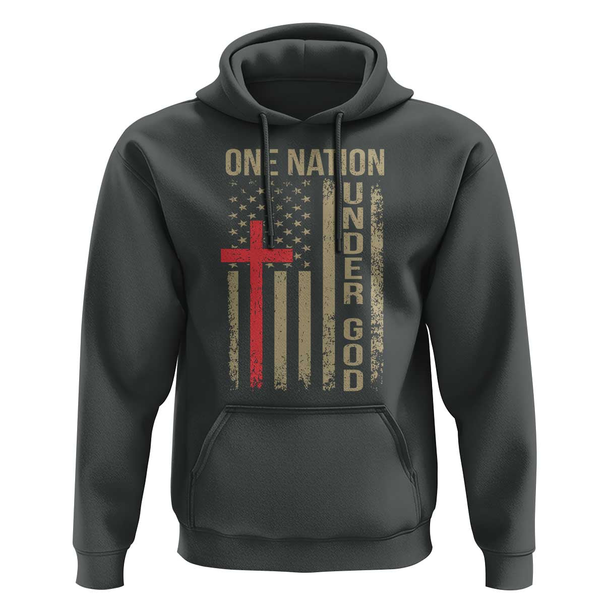 Funny One Nation Under God Hoodie 4th Of July Patriotic Christian American Flag - Wonder Print Shop