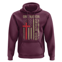 Funny One Nation Under God Hoodie 4th Of July Patriotic Christian American Flag - Wonder Print Shop