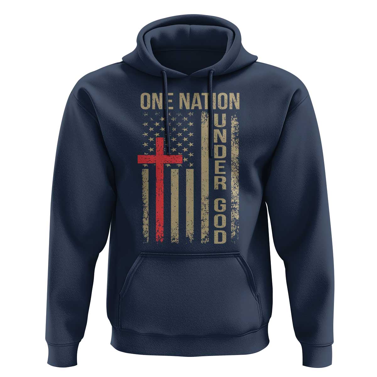 Funny One Nation Under God Hoodie 4th Of July Patriotic Christian American Flag - Wonder Print Shop