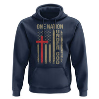 Funny One Nation Under God Hoodie 4th Of July Patriotic Christian American Flag - Wonder Print Shop