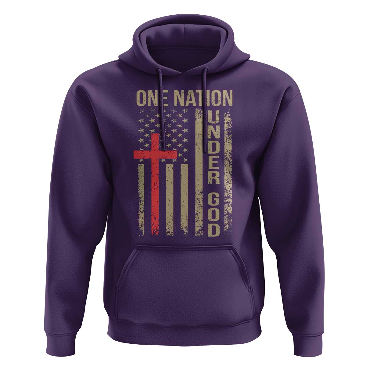 Funny One Nation Under God Hoodie 4th Of July Patriotic Christian American Flag - Wonder Print Shop