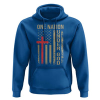 Funny One Nation Under God Hoodie 4th Of July Patriotic Christian American Flag - Wonder Print Shop