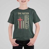 Funny One Nation Under God T Shirt For Kid 4th Of July Patriotic Christian American Flag - Wonder Print Shop