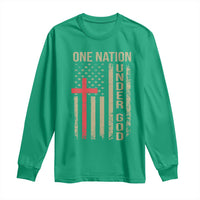 Funny One Nation Under God Long Sleeve Shirt 4th Of July Patriotic Christian American Flag - Wonder Print Shop
