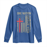 Funny One Nation Under God Long Sleeve Shirt 4th Of July Patriotic Christian American Flag - Wonder Print Shop