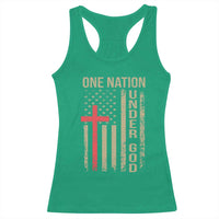 Funny One Nation Under God Racerback Tank Top 4th Of July Patriotic Christian American Flag - Wonder Print Shop