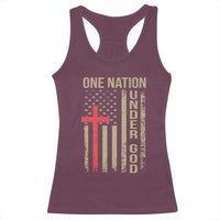 Funny One Nation Under God Racerback Tank Top 4th Of July Patriotic Christian American Flag - Wonder Print Shop