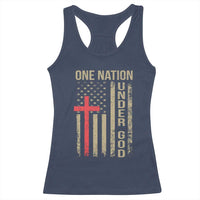Funny One Nation Under God Racerback Tank Top 4th Of July Patriotic Christian American Flag - Wonder Print Shop