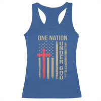 Funny One Nation Under God Racerback Tank Top 4th Of July Patriotic Christian American Flag - Wonder Print Shop