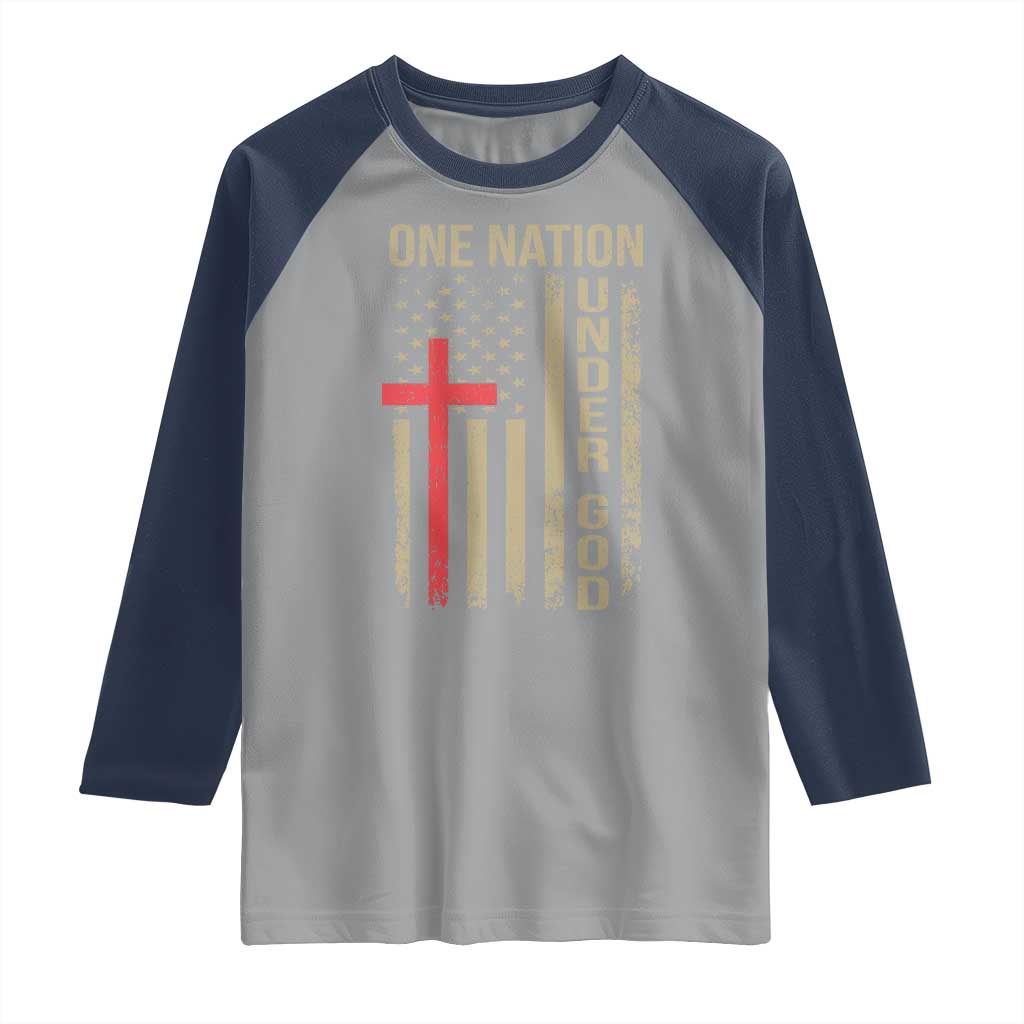 Funny One Nation Under God Raglan Shirt 4th Of July Patriotic Christian American Flag - Wonder Print Shop
