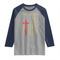 Funny One Nation Under God Raglan Shirt 4th Of July Patriotic Christian American Flag - Wonder Print Shop
